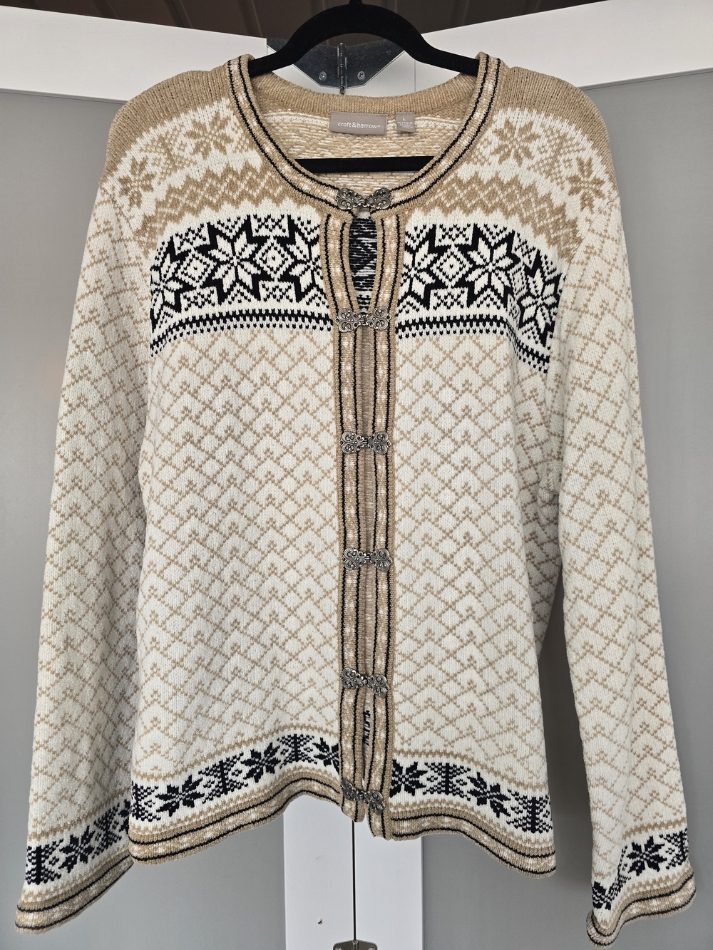 Nordic Cardigan Sweater - Cream & Tan